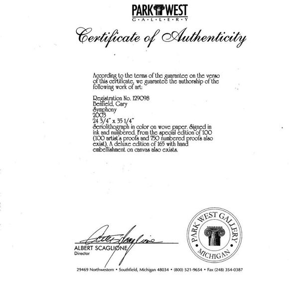 "Symphony" by Gary Benfield Seriolithograph - Picture 8 of 8